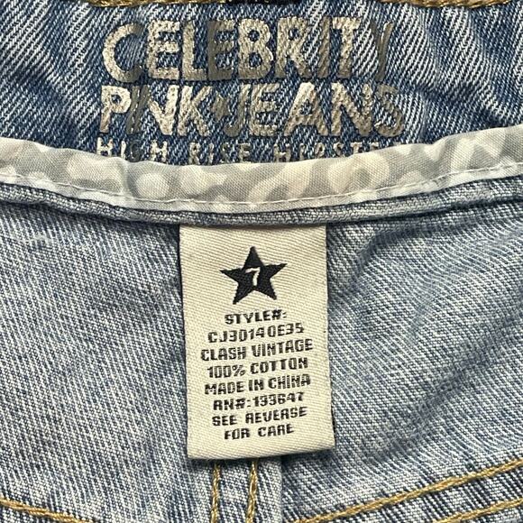 Celebrity Pink Jeans Shorts Size 7 High Rise Hipster Vintage Clash Button Fly - Picture 7 of 8